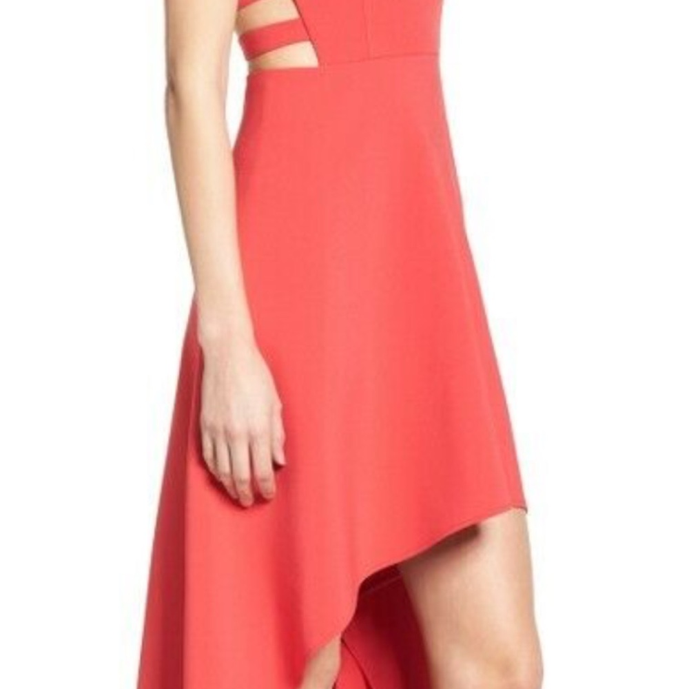 BCBGMAXAZRIA Orange Pink Asymmetrical High-Low Cocktail Dress